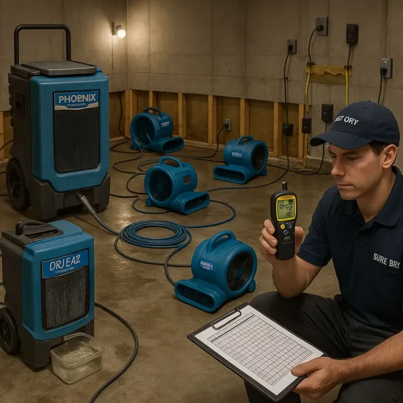 Structural Drying and Dehumidification process in Strong, ME